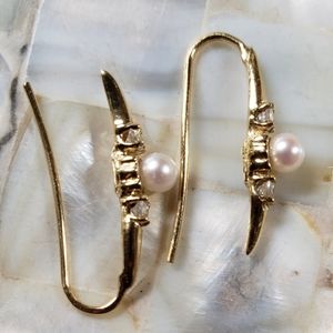 14k solid gold ear climber or drop dangle earrings